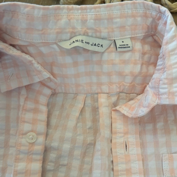Janie and Jack Seersucker Button Down Pink Shirt - Picture 4 of 6